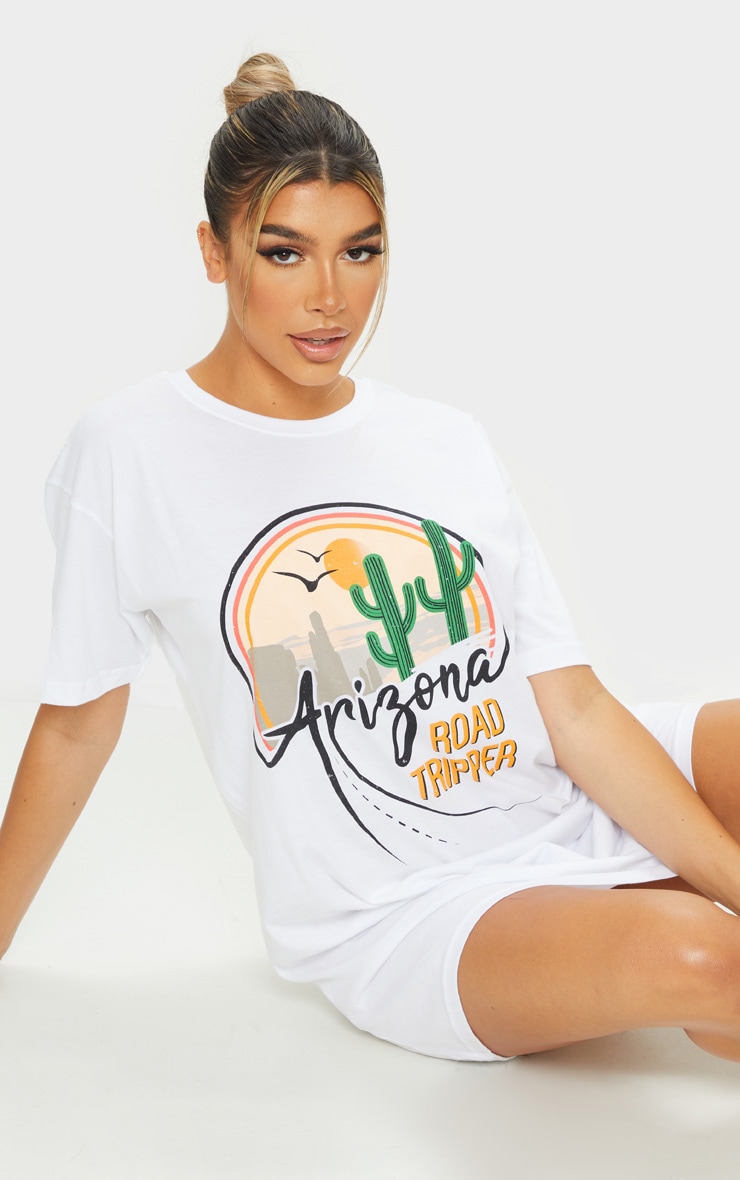 Robe tee-shirt blanche à imprimé Arizona