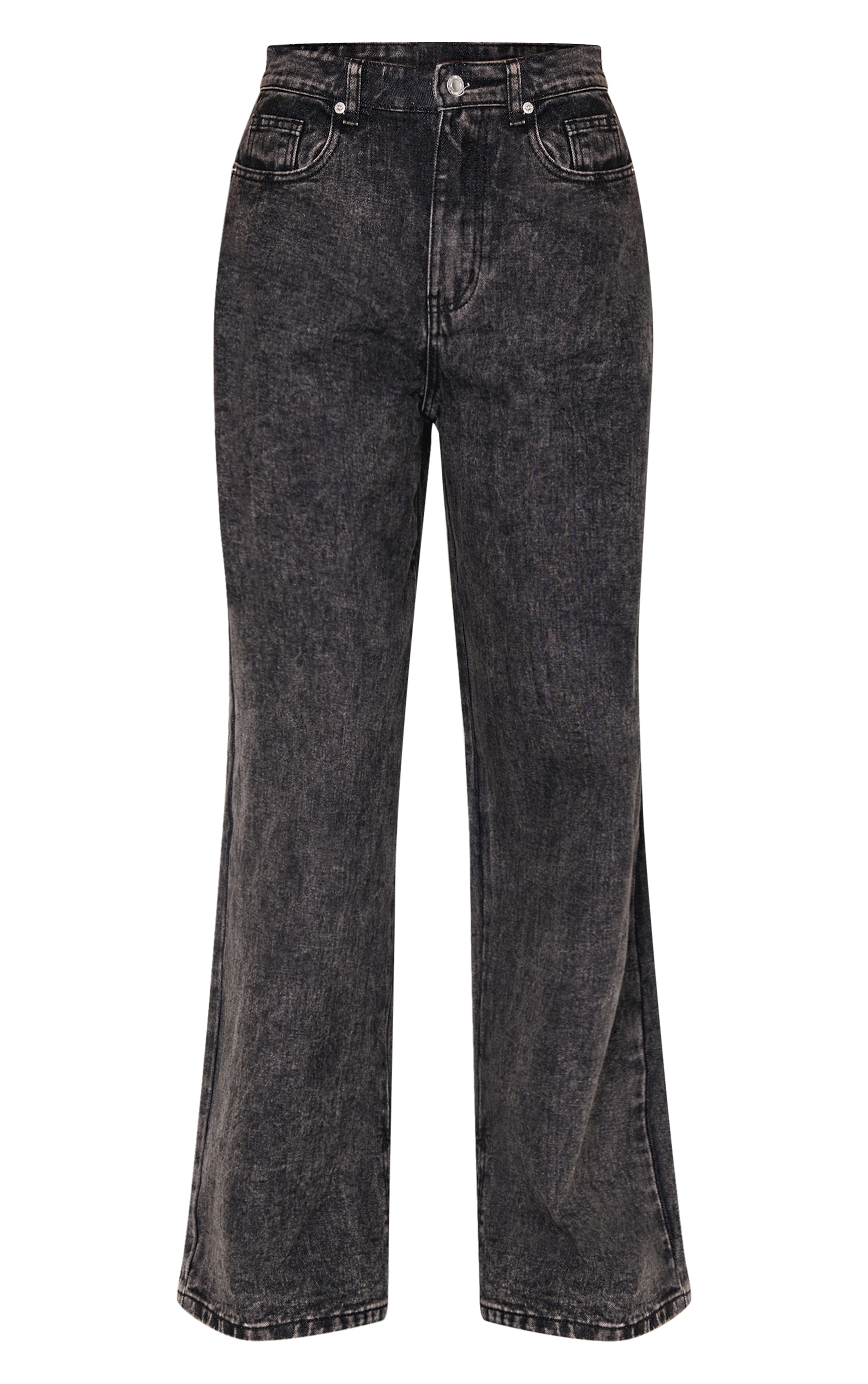 Dark Grey High Rise Split Hem Wide Leg Jeans | Denim