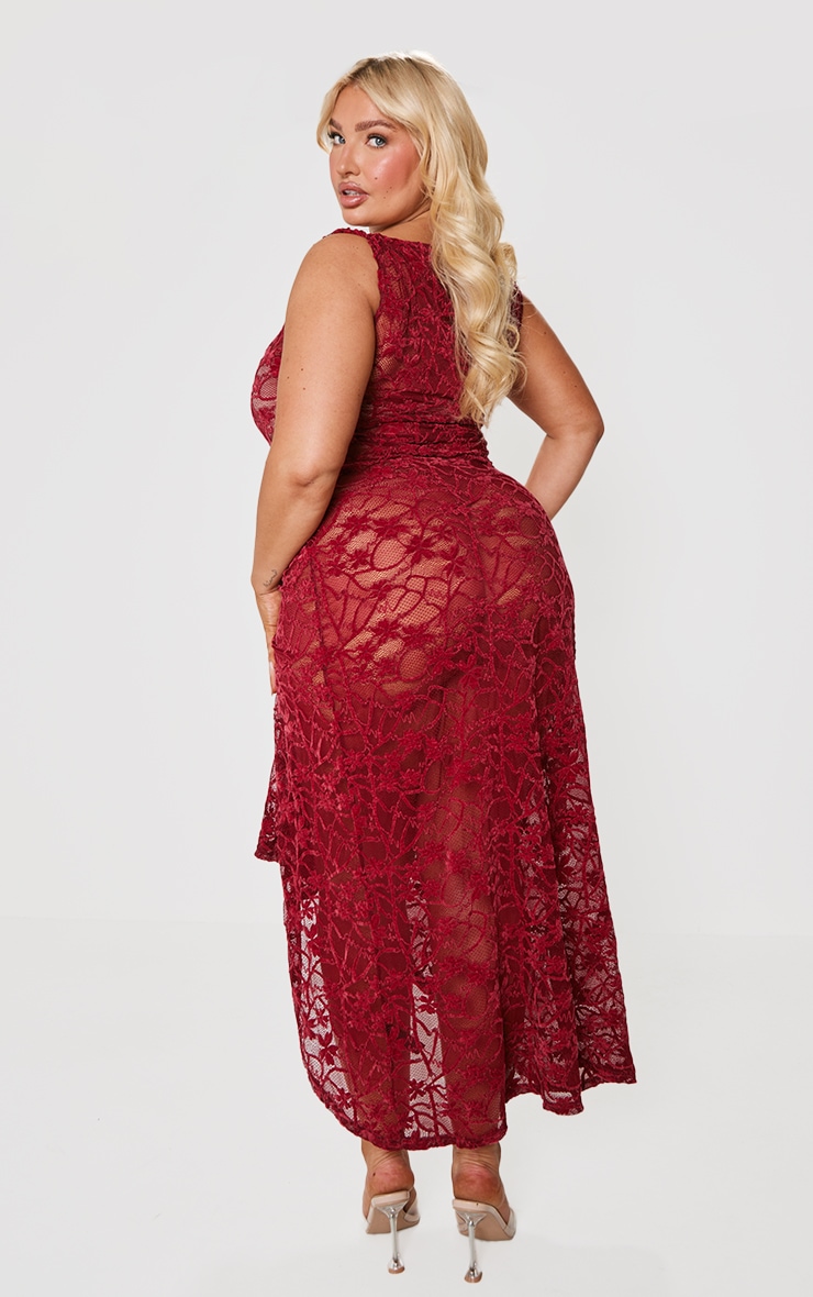 Plus Red Lace Midaxi Dress image 2