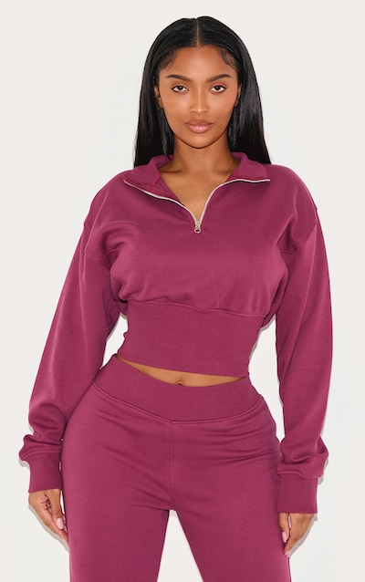Shape Sweat court bordeaux à demi-zip
