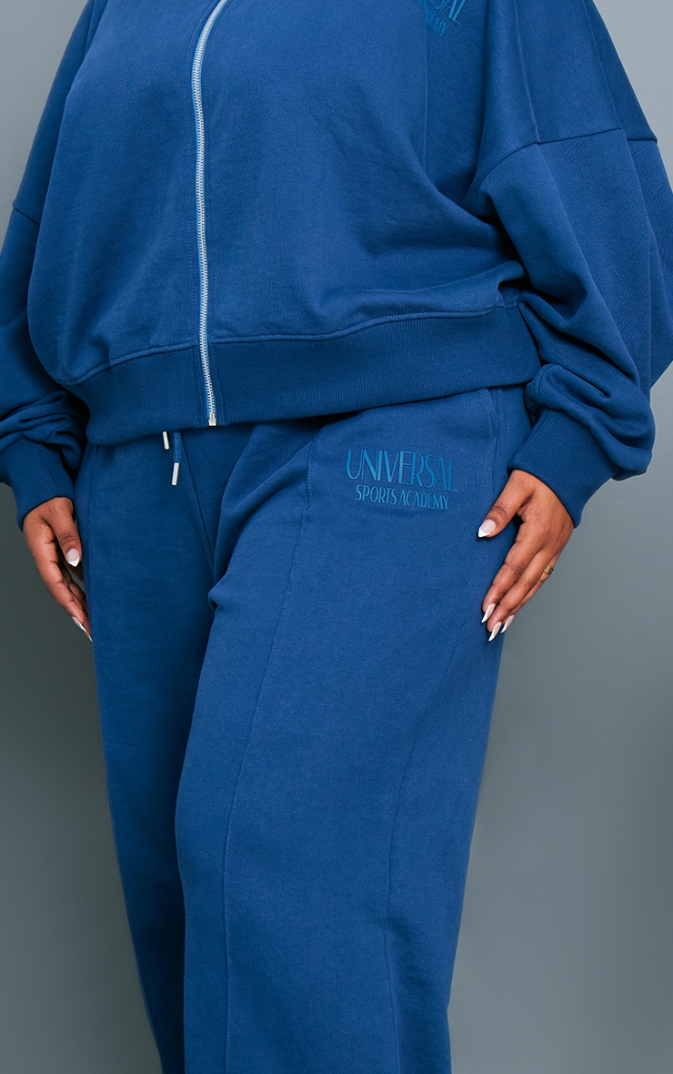 Premium Plus Navy Oversized Pintuck Wide Leg Joggers image 4