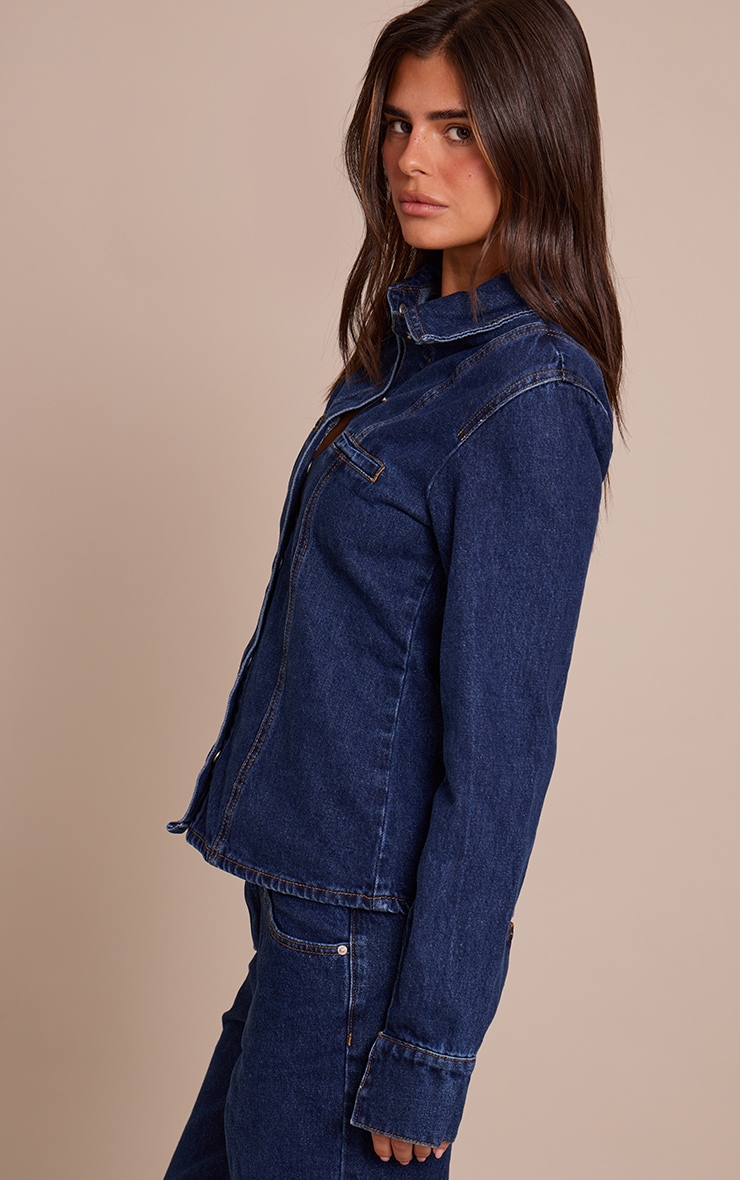 Indigo Fitted Seam Detail Shirt image 2