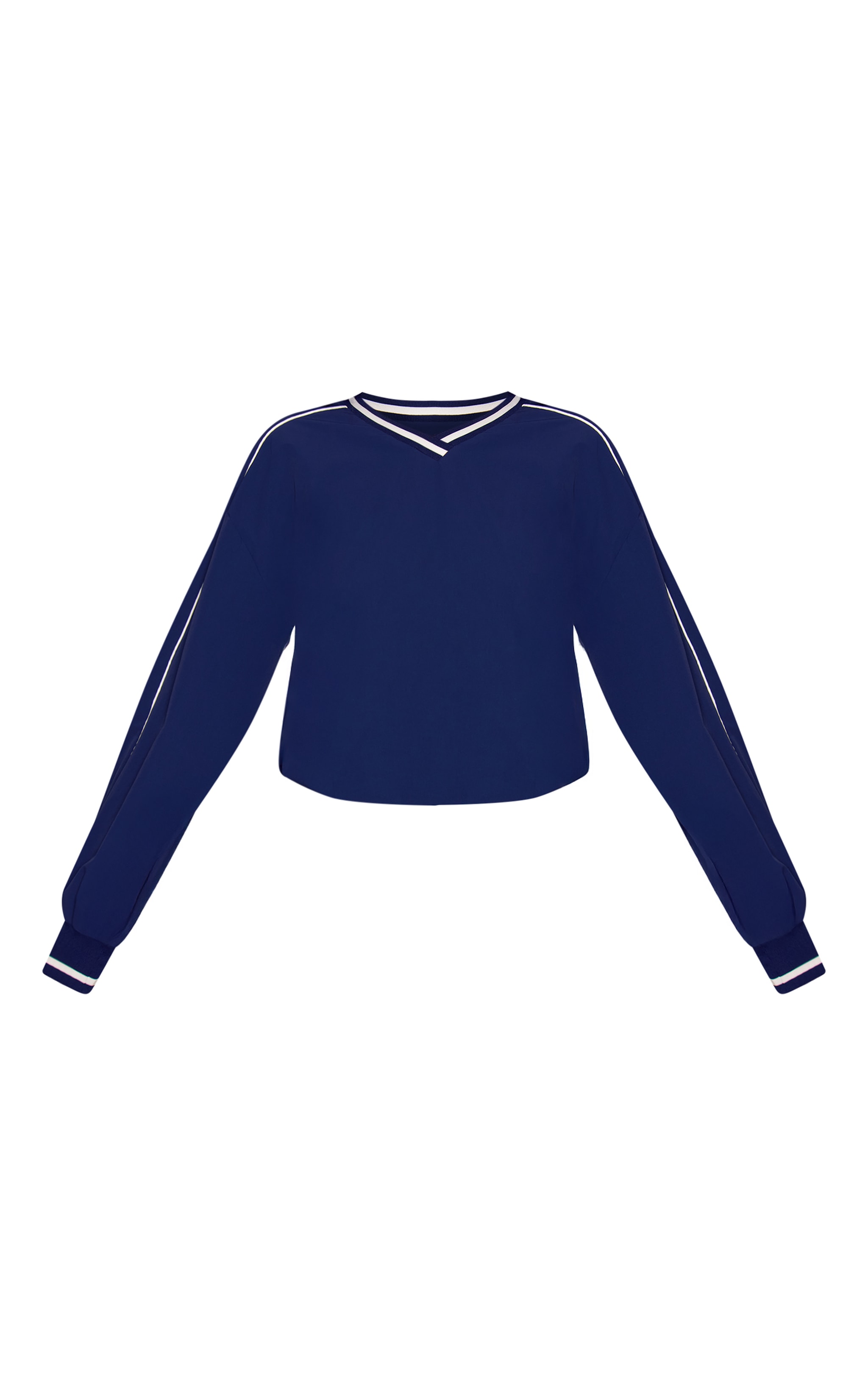 Navy Tricot V Neck Sweatshirt image 5