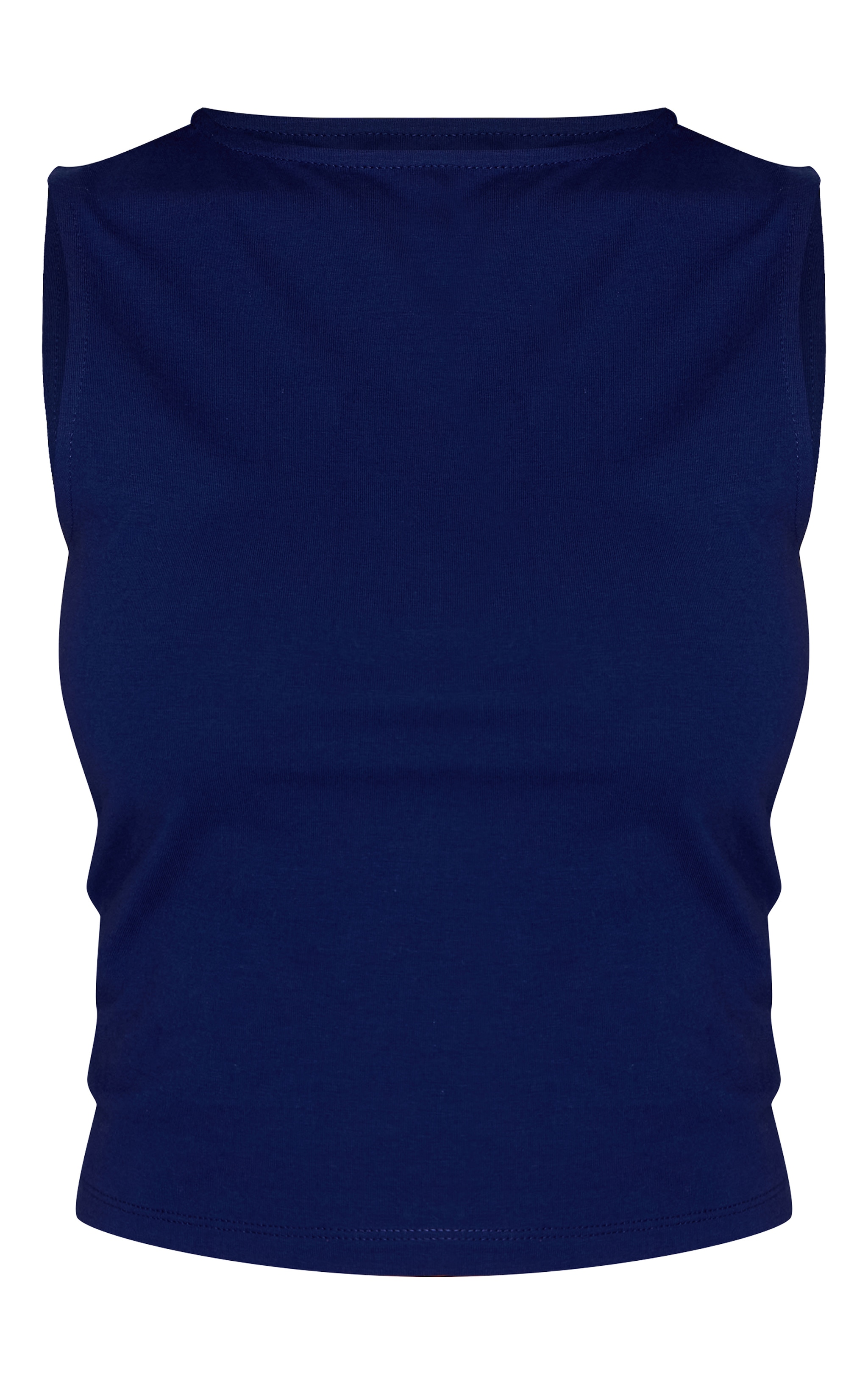 Top en coton doux bleu indigo sans manches à col bateau image 5