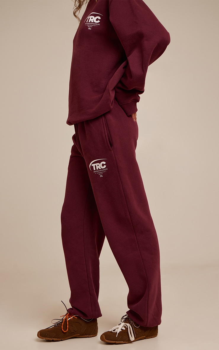 Burgundy Run Club Cotton Fleece Cuffed Sweatpants image 2