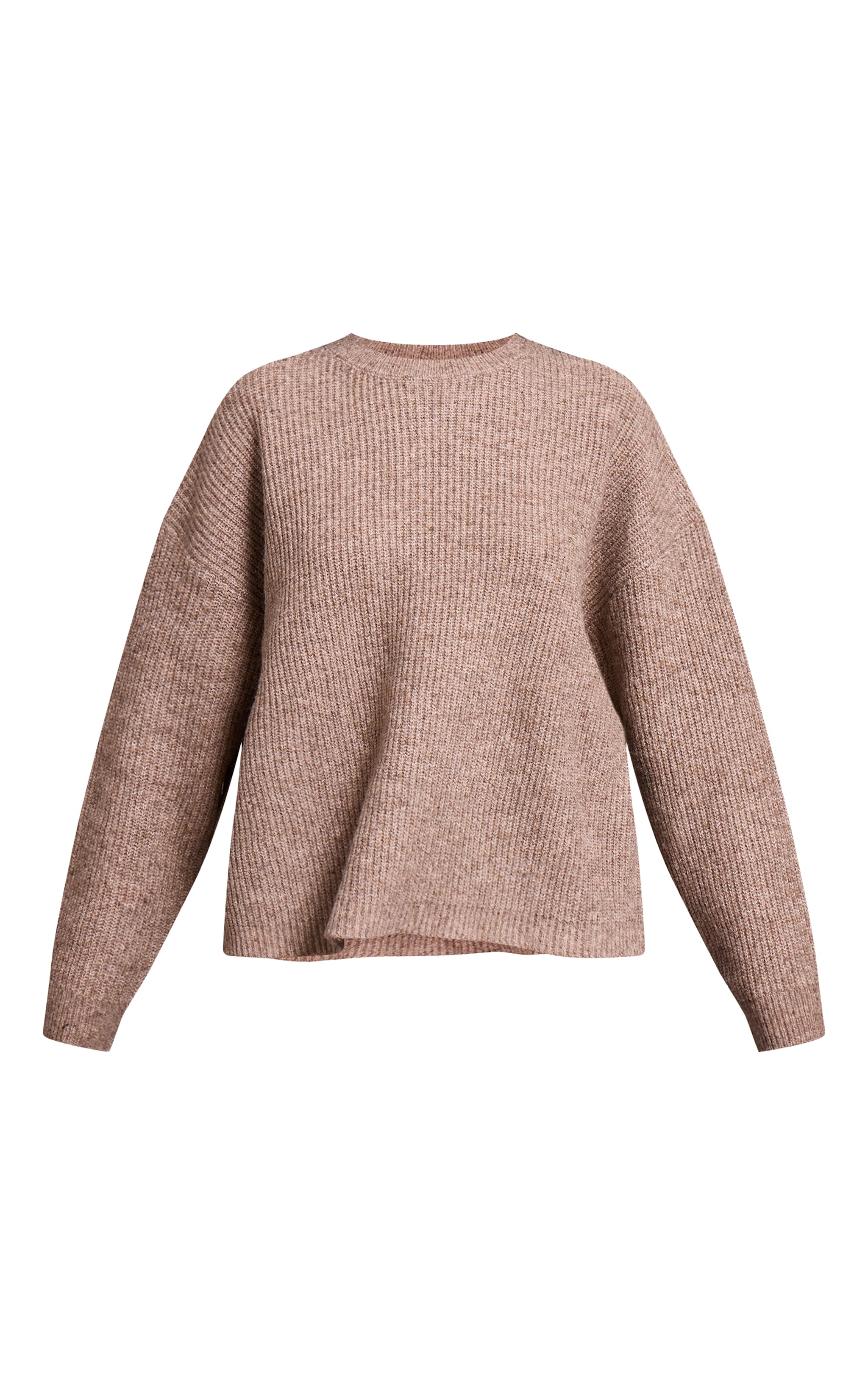 Petite Taupe Round Neck Knit Raglan Sleeve Sweater image 5