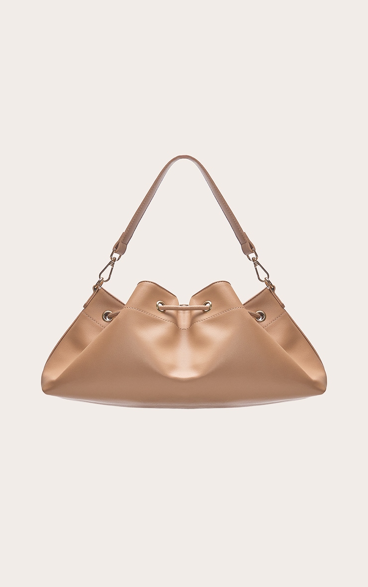 Sac à main en PU doux marron clair à cordons ajustables image 4