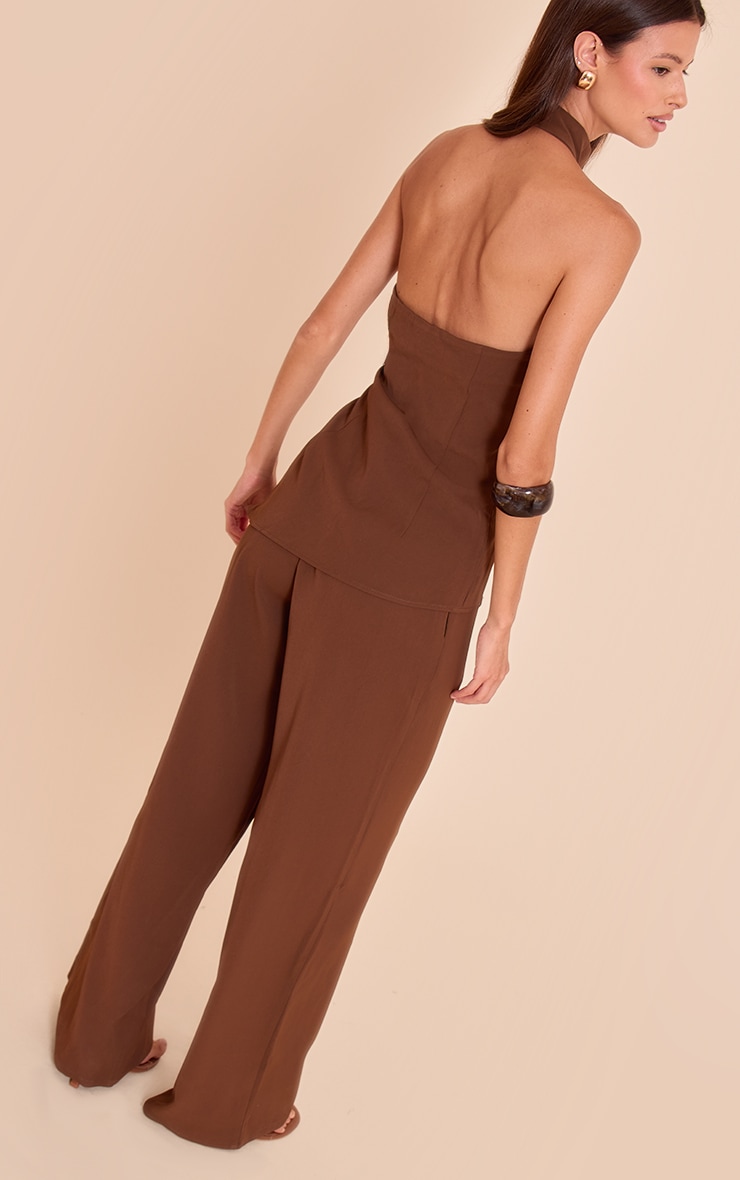 Pantalon de tailleur tissé droit chocolat image 3