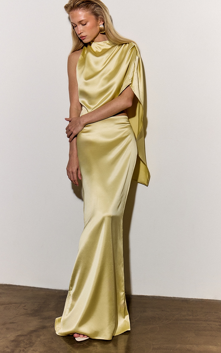Butter Yellow Satin Drape Top image 3