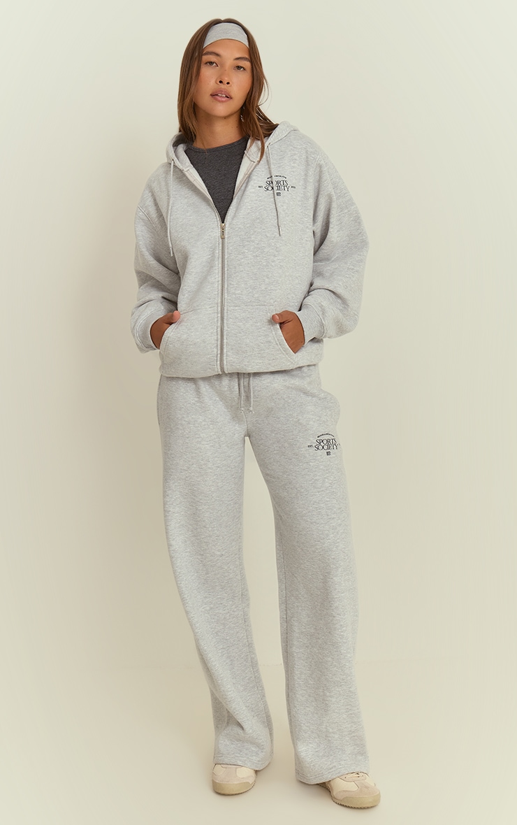 Ash Grey PLT Sports Society Full Zip Hoodie  image 3