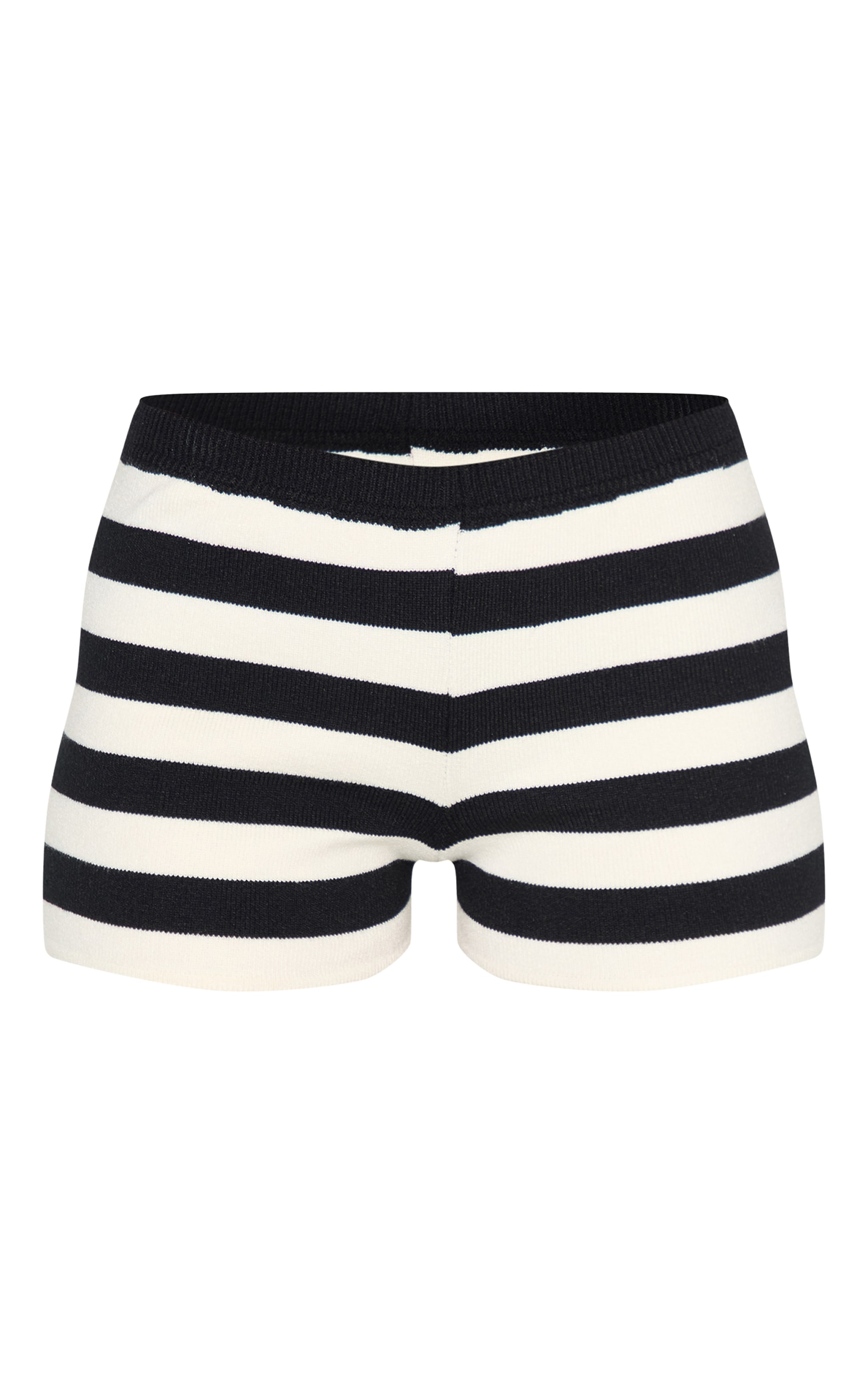 White Striped Knit Shorts image 6