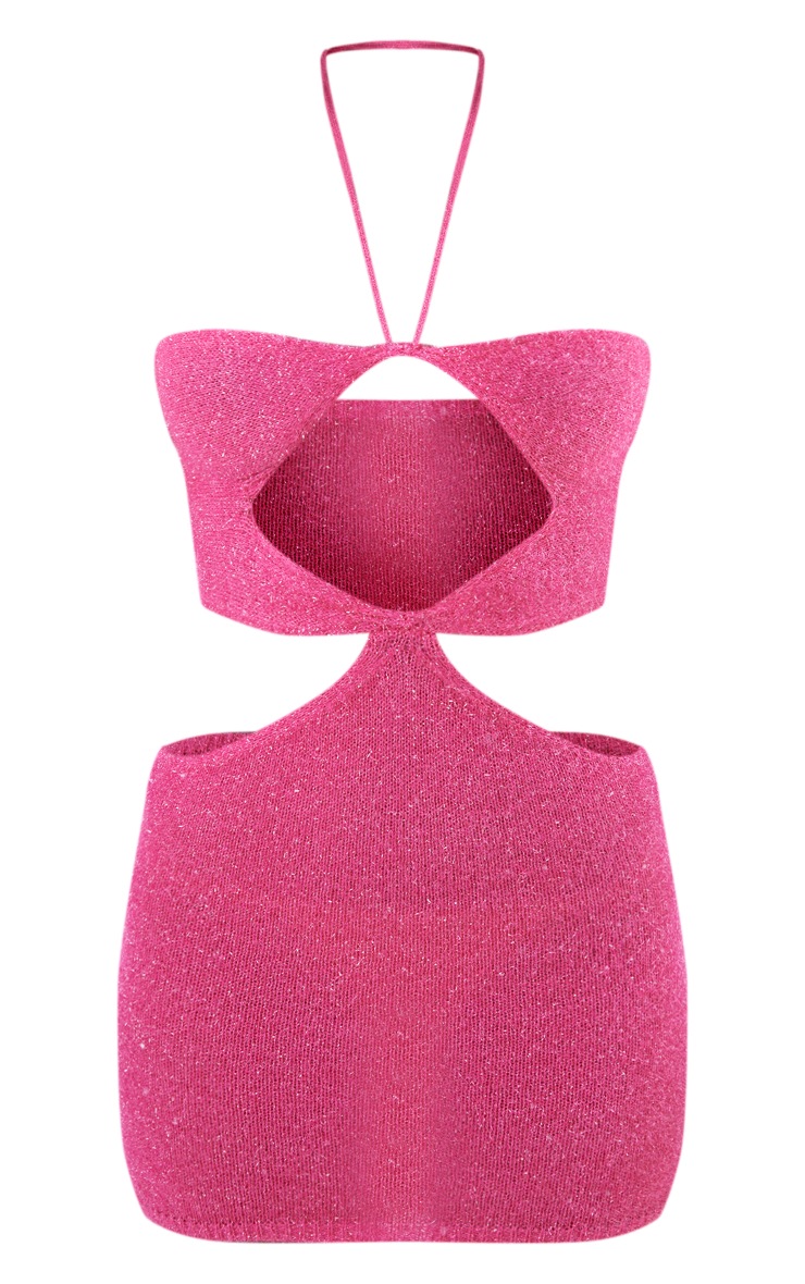 Pink Tinsel Knit Cut Out Mini Dress image 1