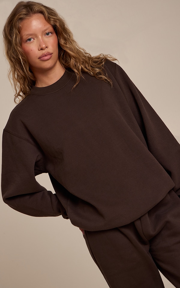 Espresso Cotton Fleece Pullover Sweatshirt