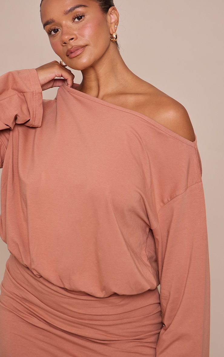 Shape Mini robe en coton café au lait à manches évasées et col bateau image 4