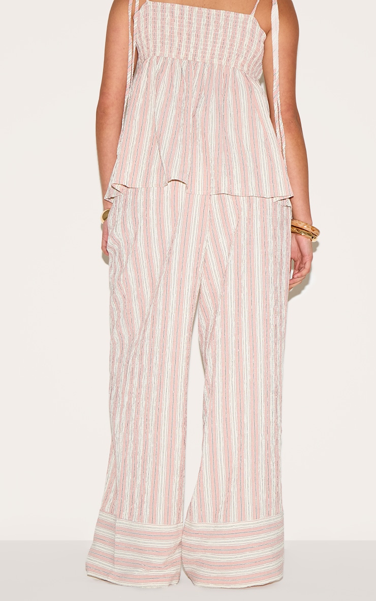 Plus Pink Woven Textured Striped Straight Leg Pants image 3