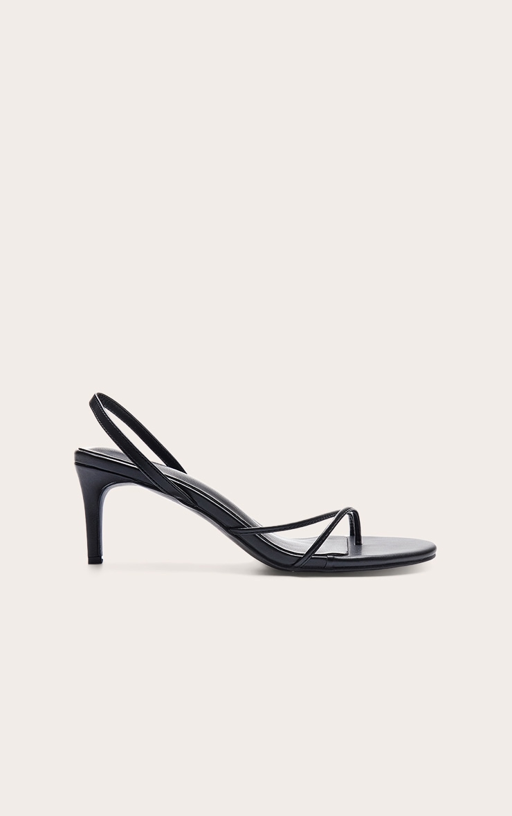 Black Pu Double Strap Round Toe Low Heeled Slingback image 2