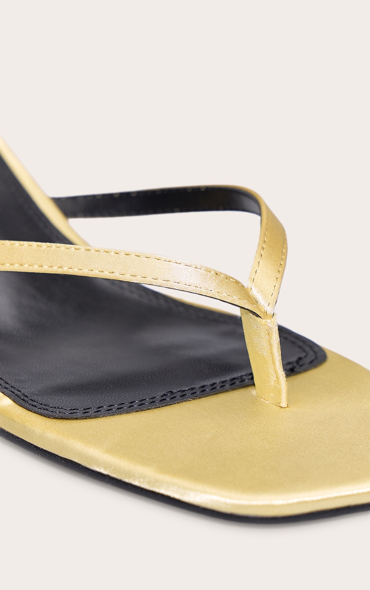 Gold Satin Toe Thong Kitten Heel Mule image 5