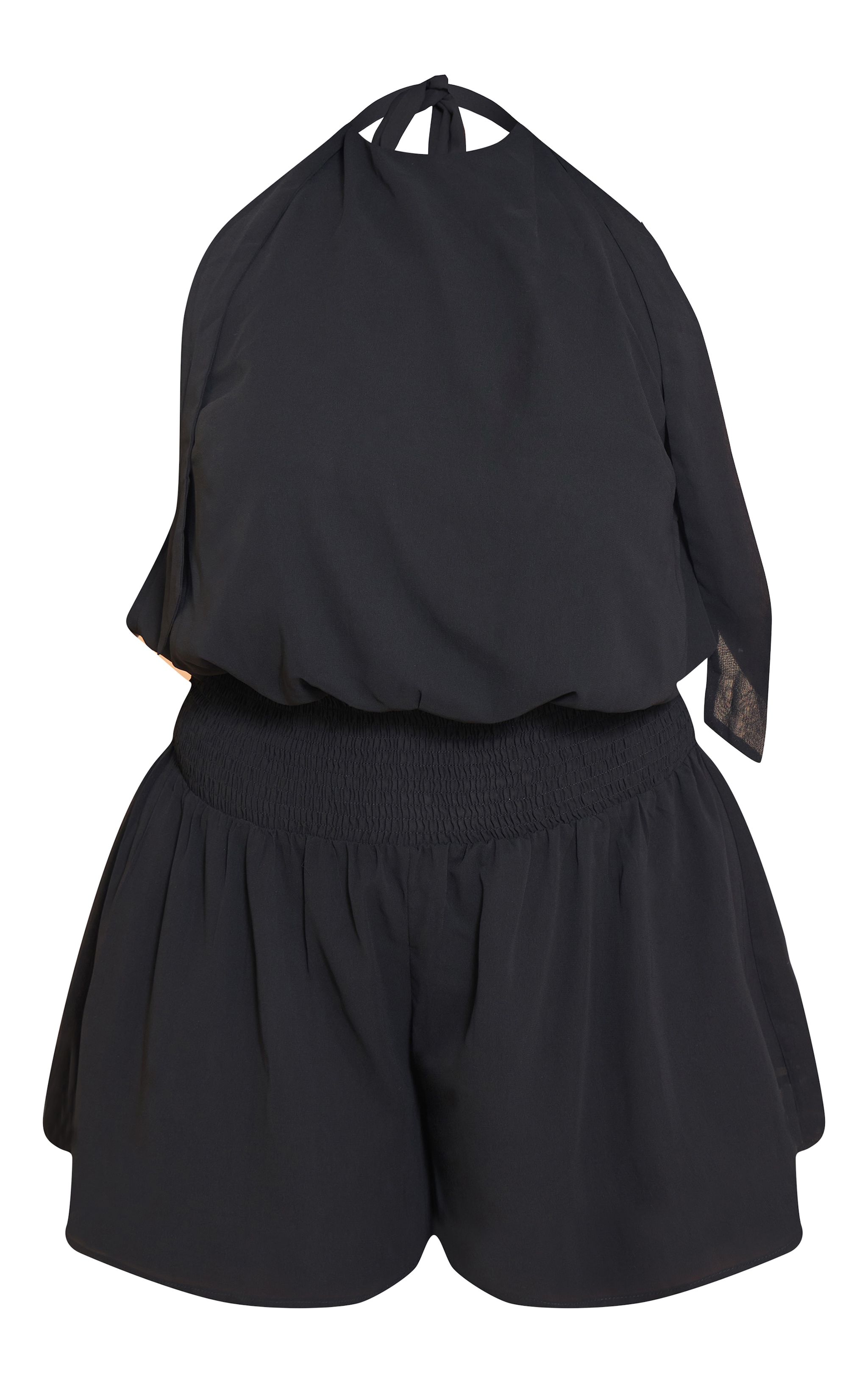 Plus Black Chiffon Halterneck Romper image 5