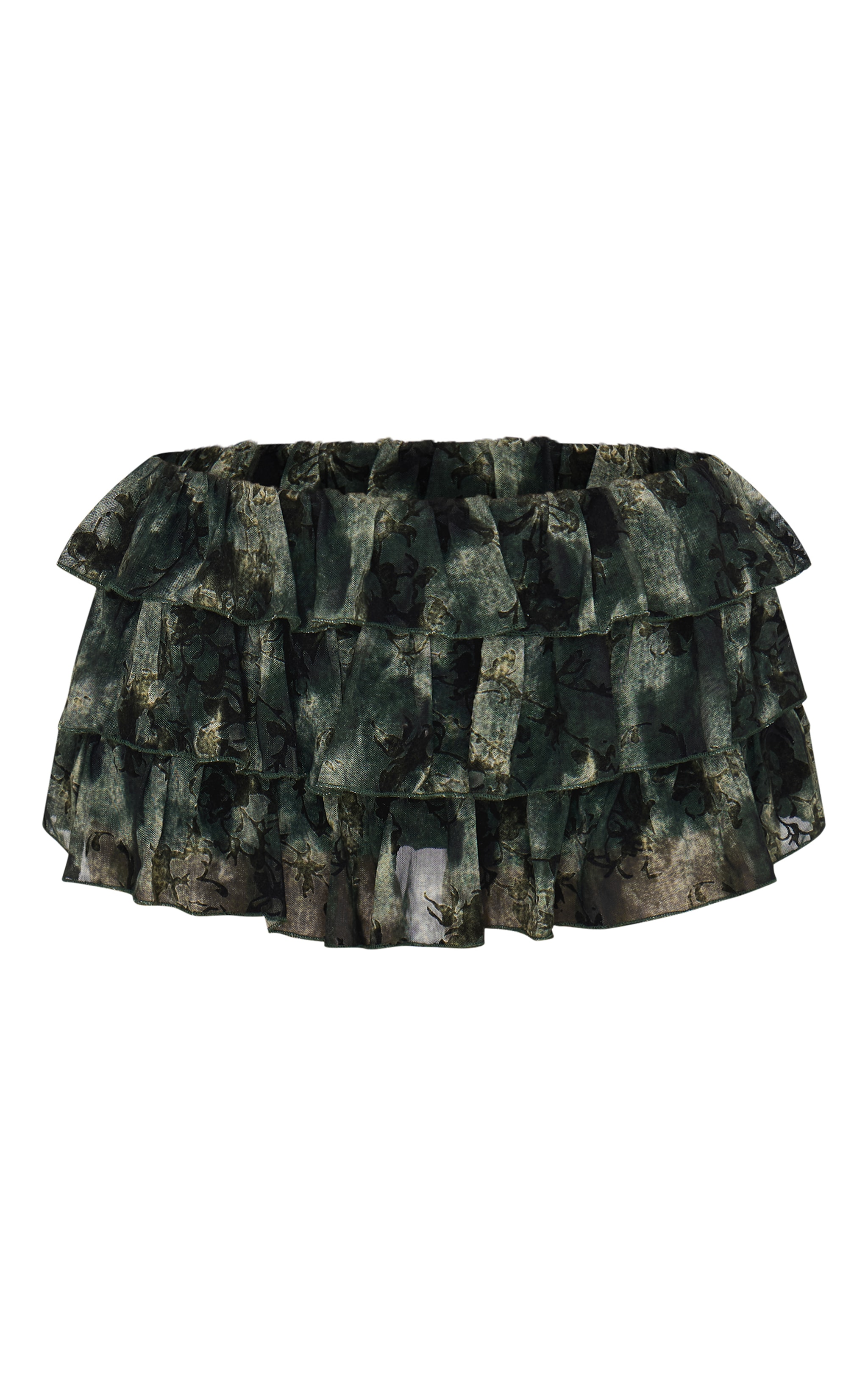 Washed Green Devore Mesh Ruffle Bloomer Shorts image 6