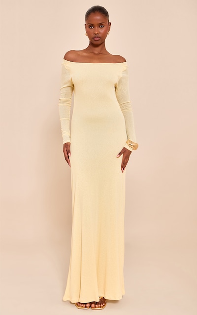 Butter Cream Double Layer Onion Skin Cowl Back Maxi Dress