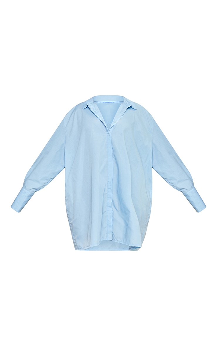 Plus Pale Blue Oversized Cotton Shirt Dress image 5