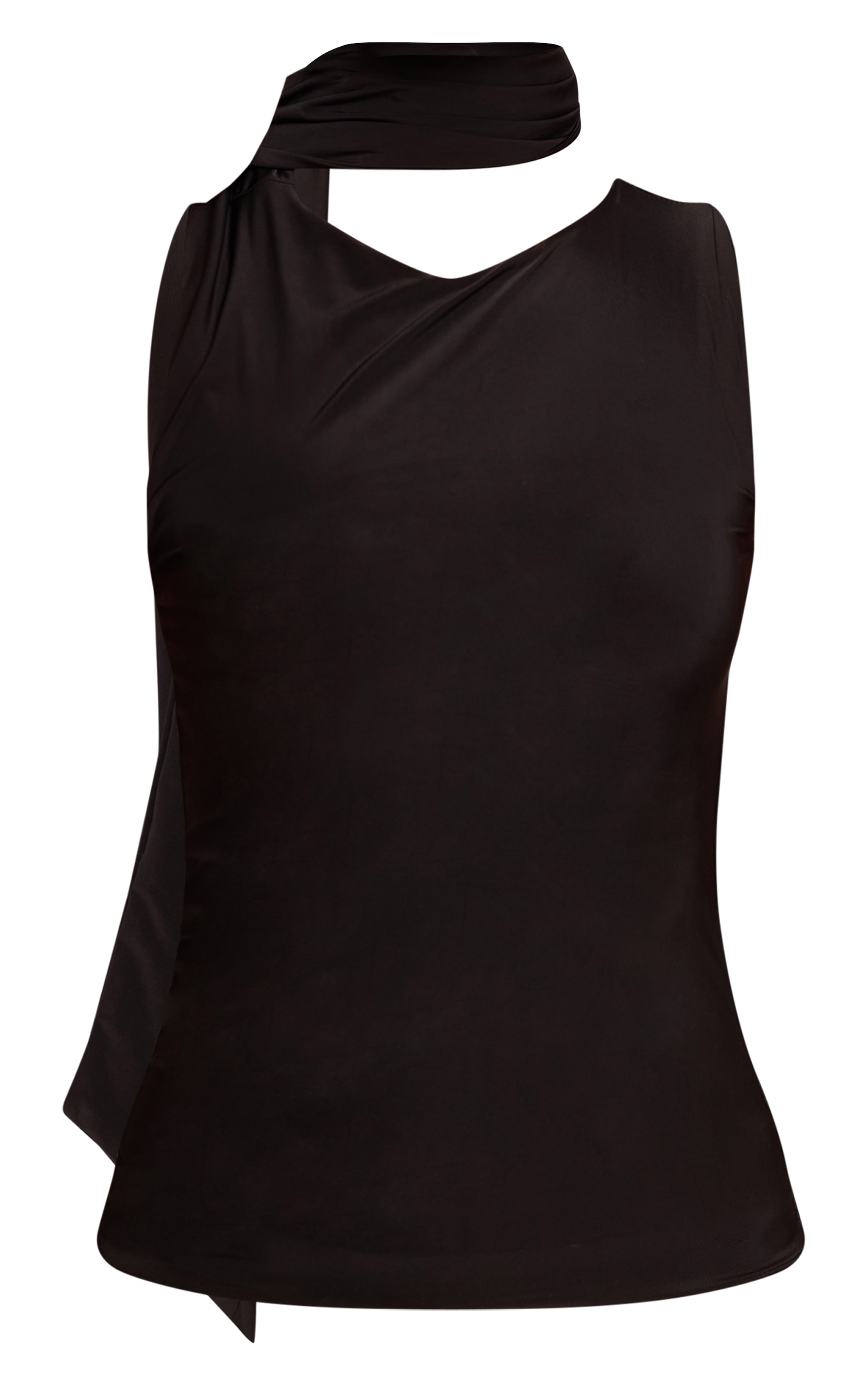 Black Double Layer Slinky Scarf Detail Top image 5