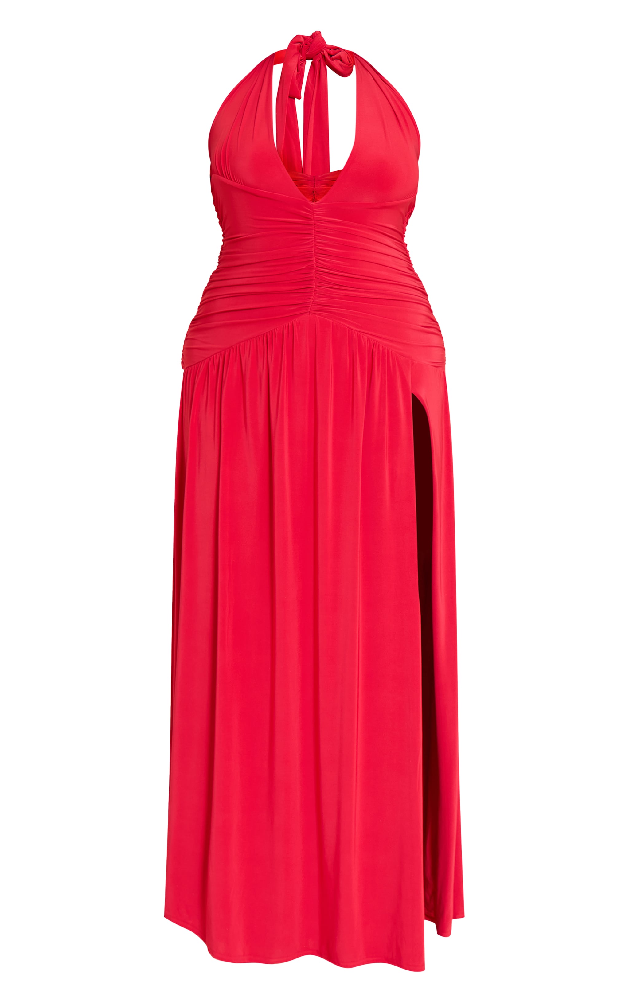 Plus Tomato Red Double Layer Slinky Ruched Maxi image 5