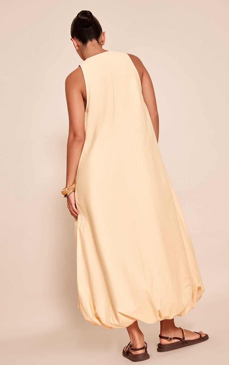  Lemon Cotton Poplin Plunge Sleeveless Maxi Dress image 2