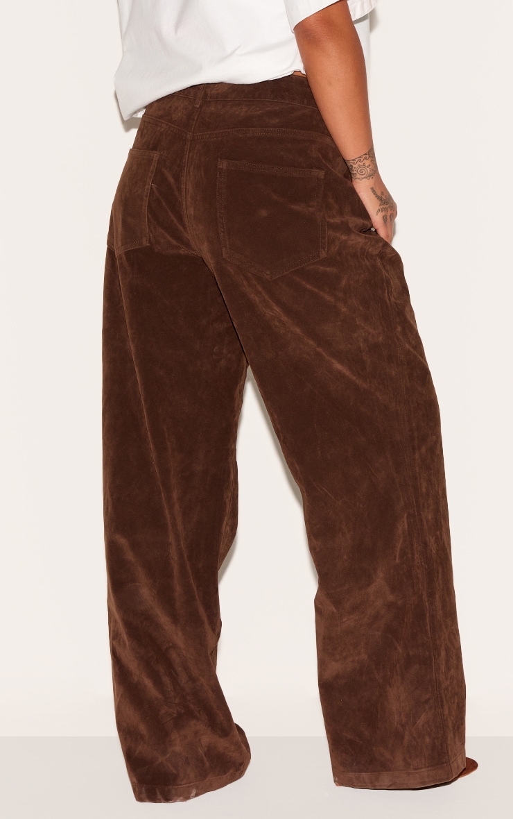 Plus Pantalon large en suédine marron image 3