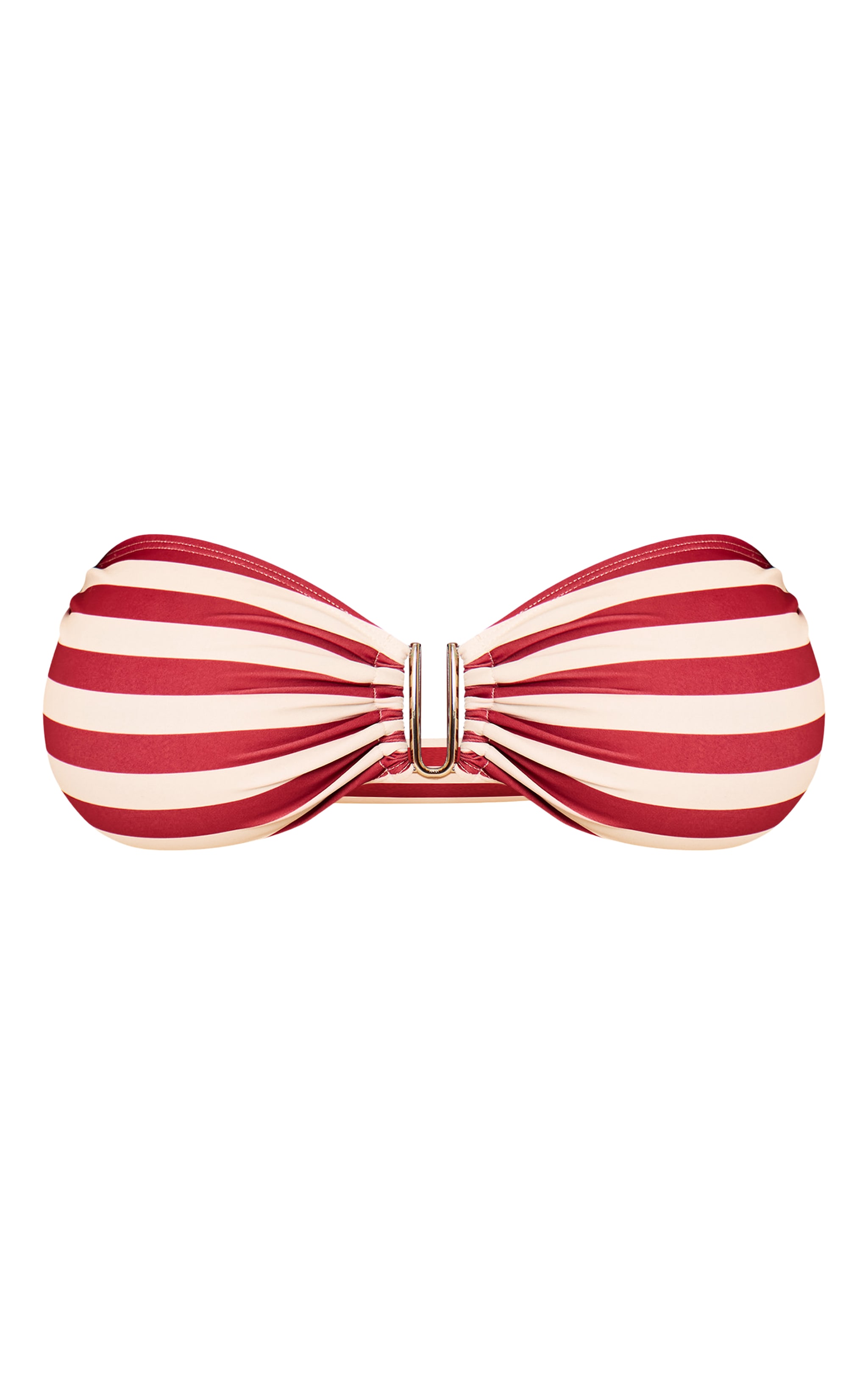 Plus Burgunday Stripe U Bar Bandeau Bikini Top image 5