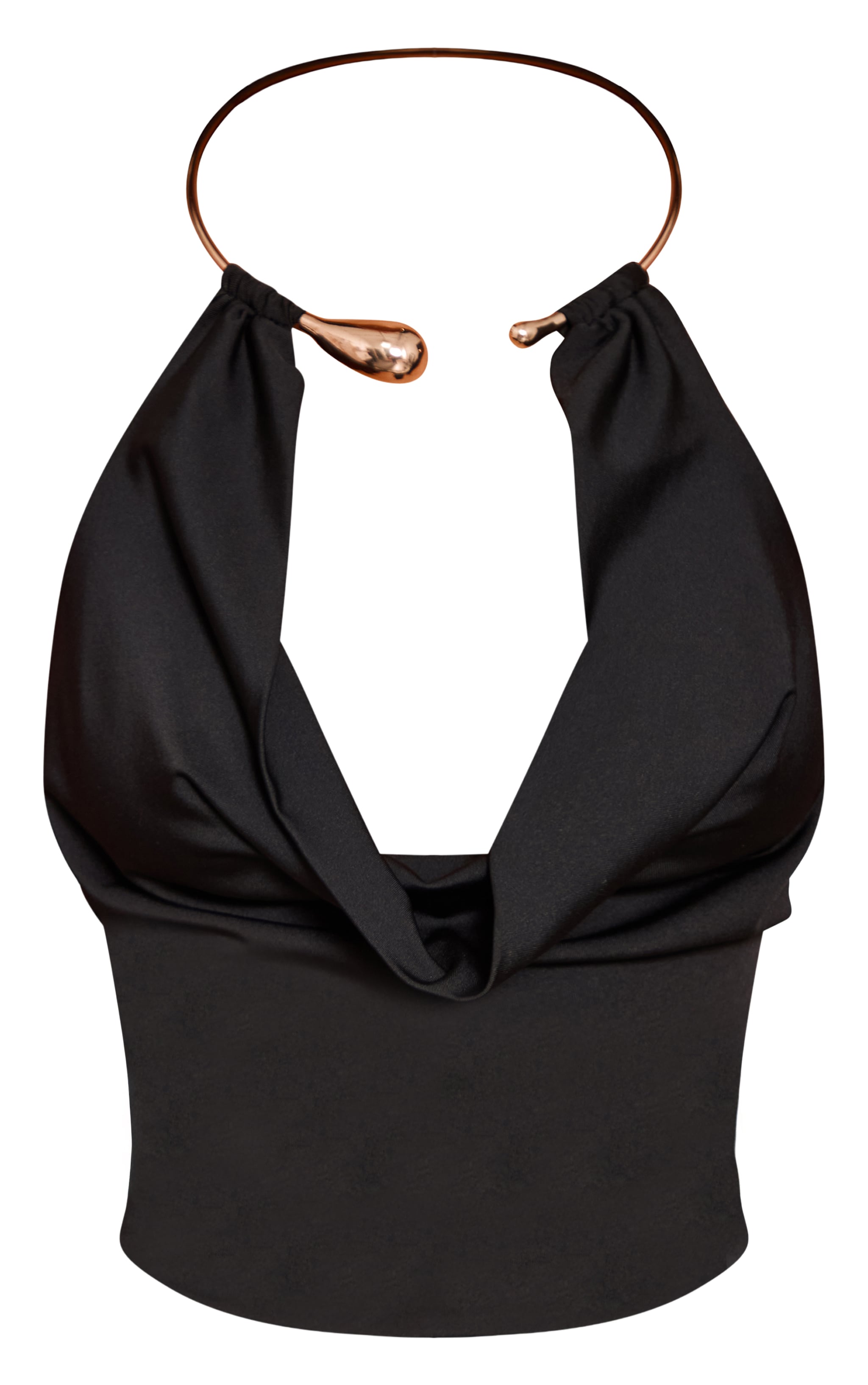 Petite Top dos nu noir à empiècement doré et col bénitier image 5