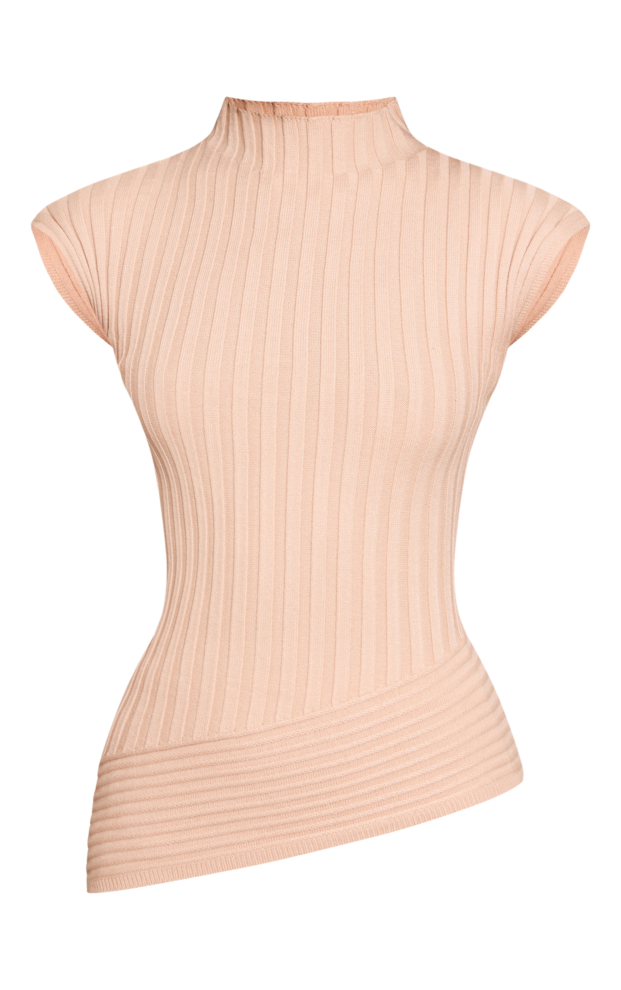 Stone High Neck Asymmetric Detail Knitted Top image 5