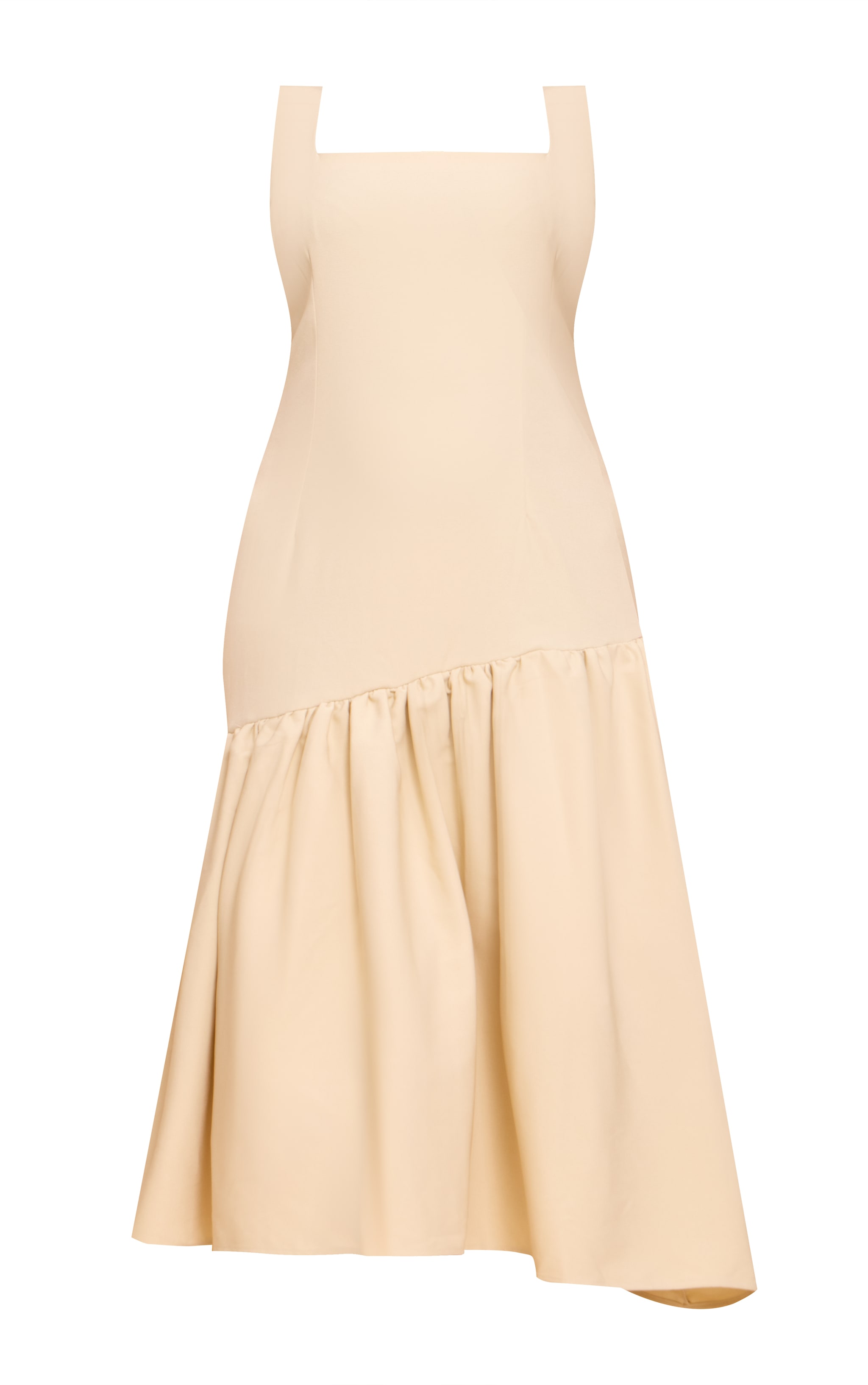 Plus Butter Yellow Pleated Hem Square Neck Midaxi Dress image 5