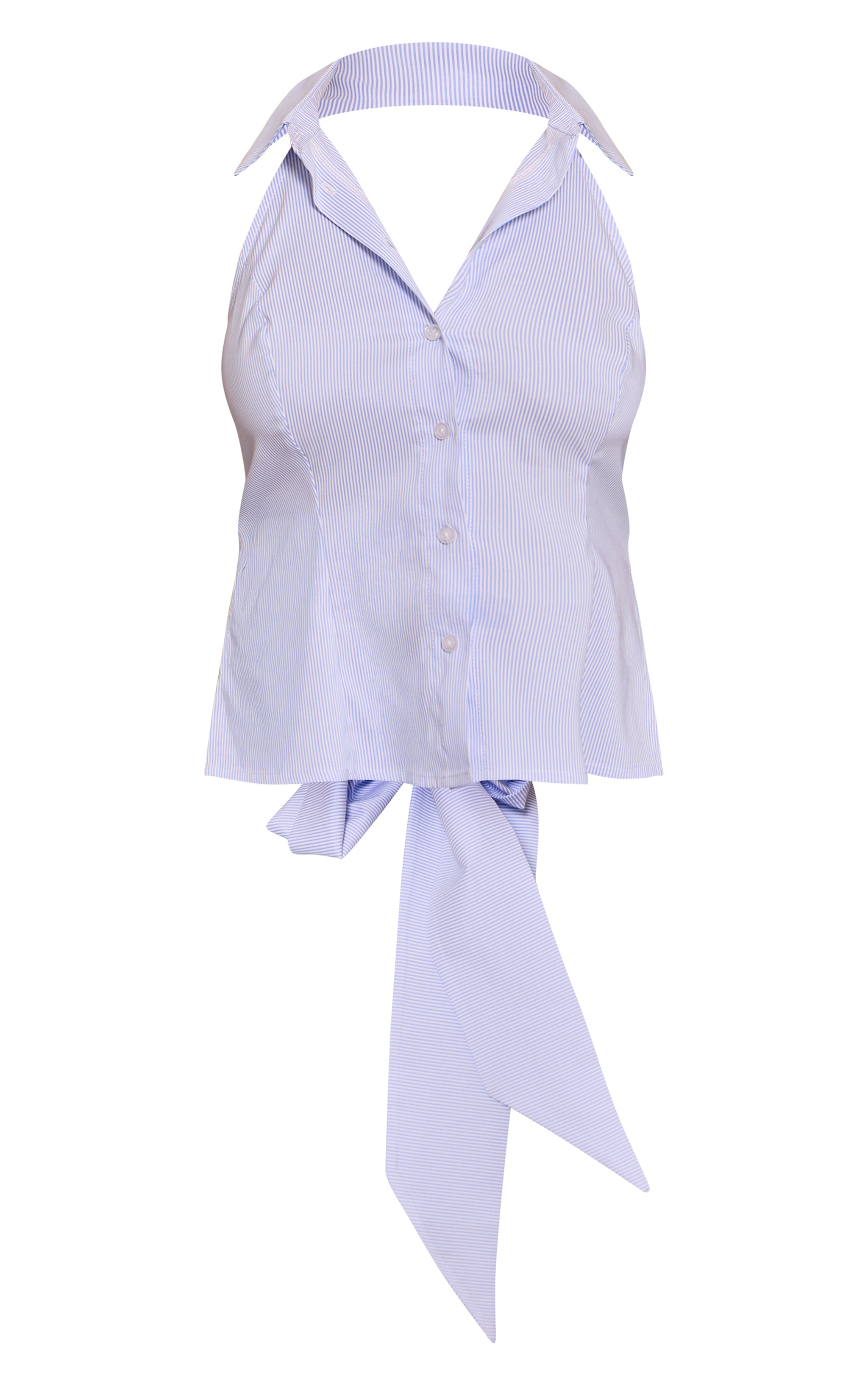 Shape Blue Striped Tie Back Button Front Shirt image 5