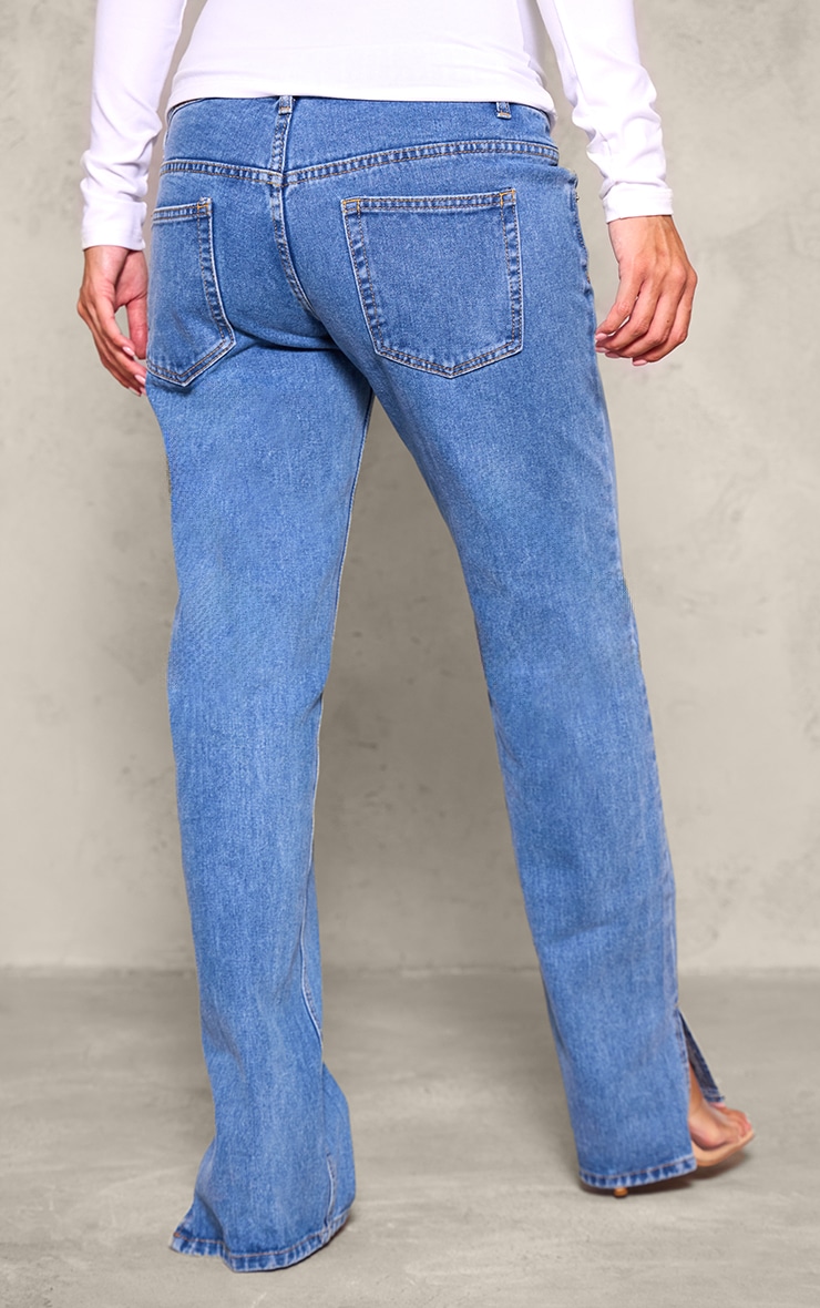 Maternity Mid Blue Wash Split Hem Detail Jeans image 3