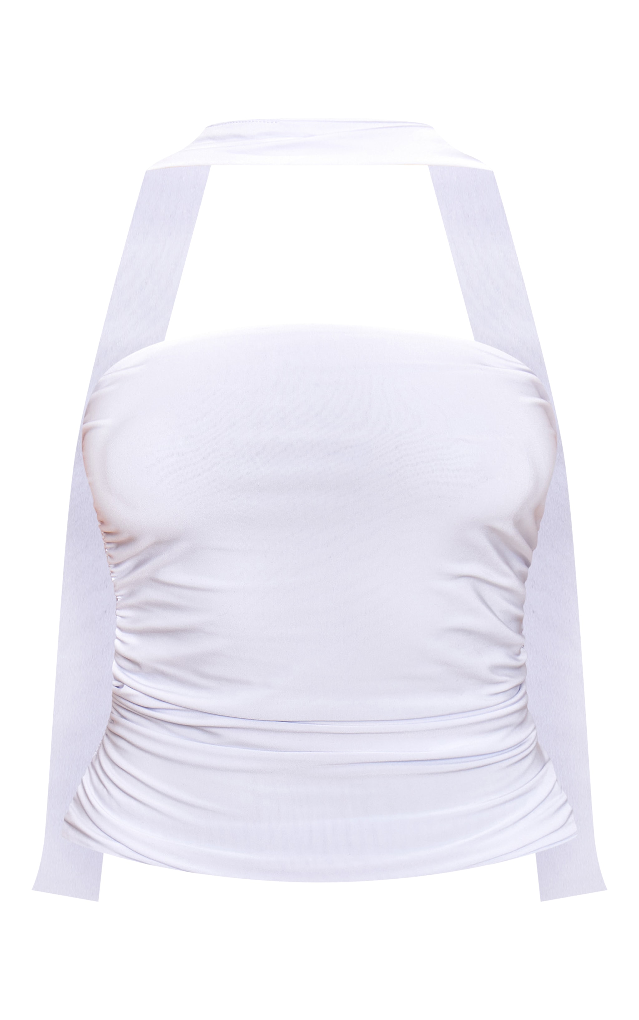 White Scarf Neck Bandeau Double Layer Jersey Top image 5