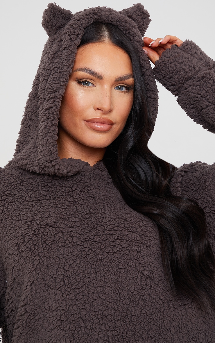 Charcoal Borg Teddy Ear Hoodie And Leggings PJ Set image 4