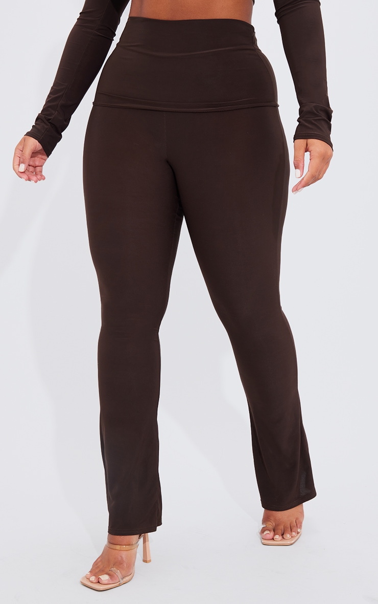 Shape Chocolate Brown Extreme Fold Over Fit Flare Pants image 2