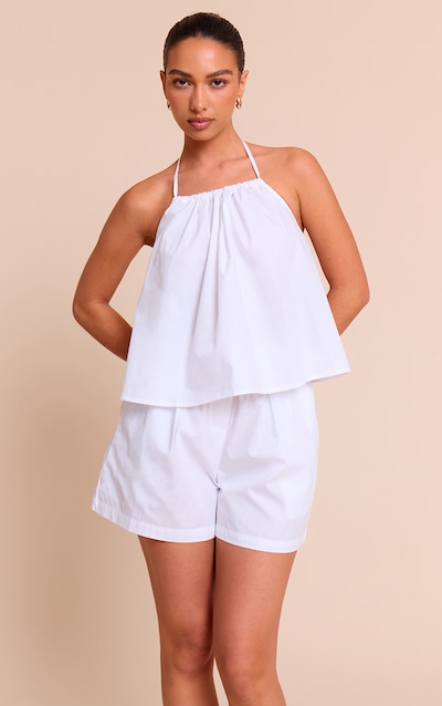 White Poplin Floaty Shorts