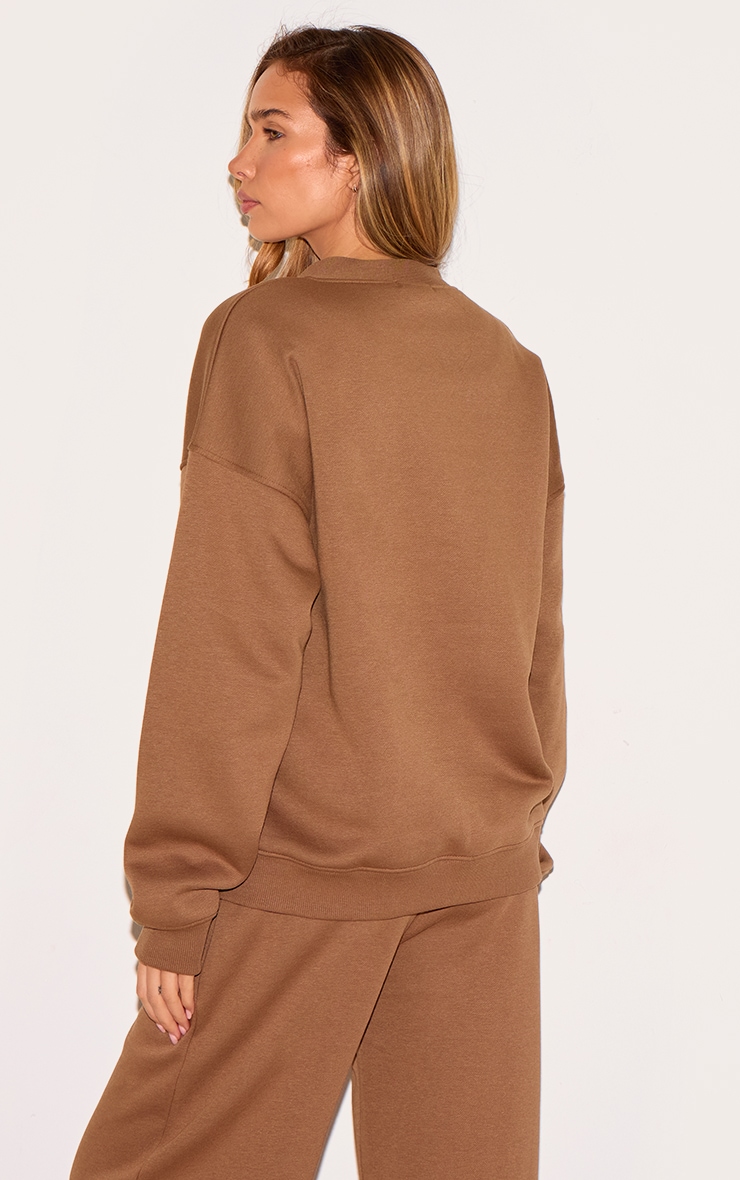 Taupe Button Front Pocket Sweat Cardigan image 2