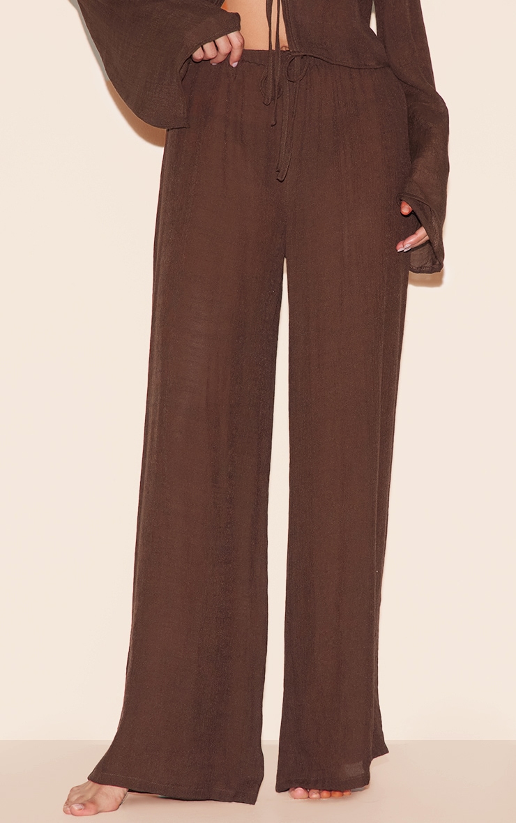 Brown Wide Leg Linen Look Beach Pants image 2