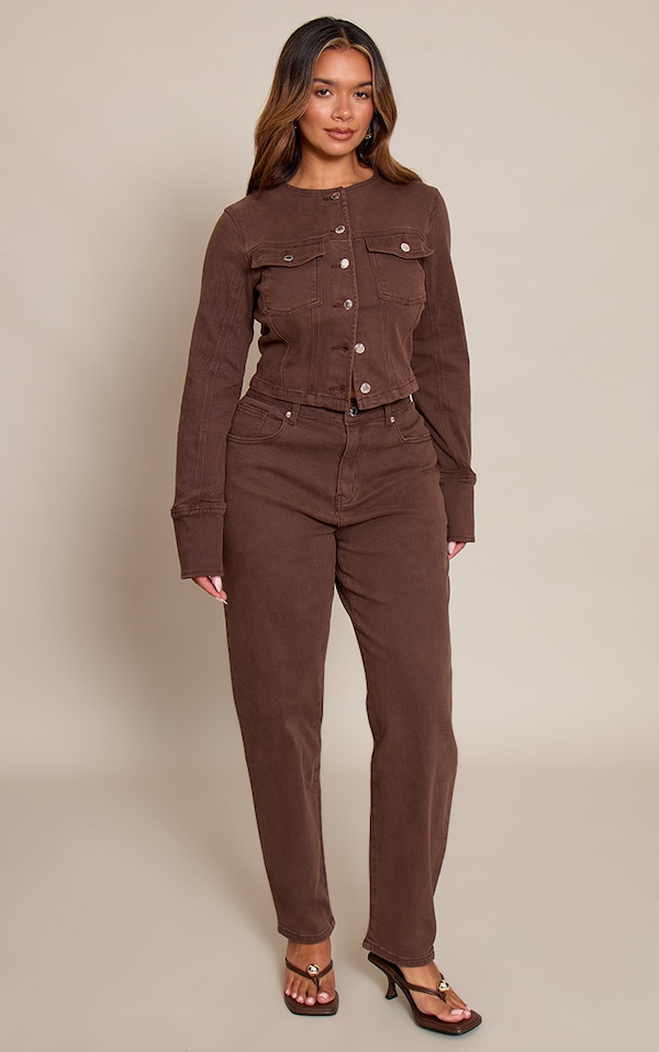 Shape Chocolate Stretch Denim Tailored Barrel Jeans