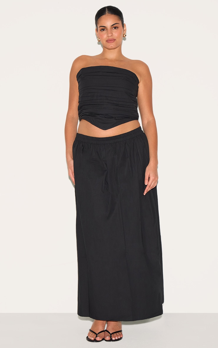 Top Bandeau Froncé en Popeline de Coton Noir Grande Taille image 3