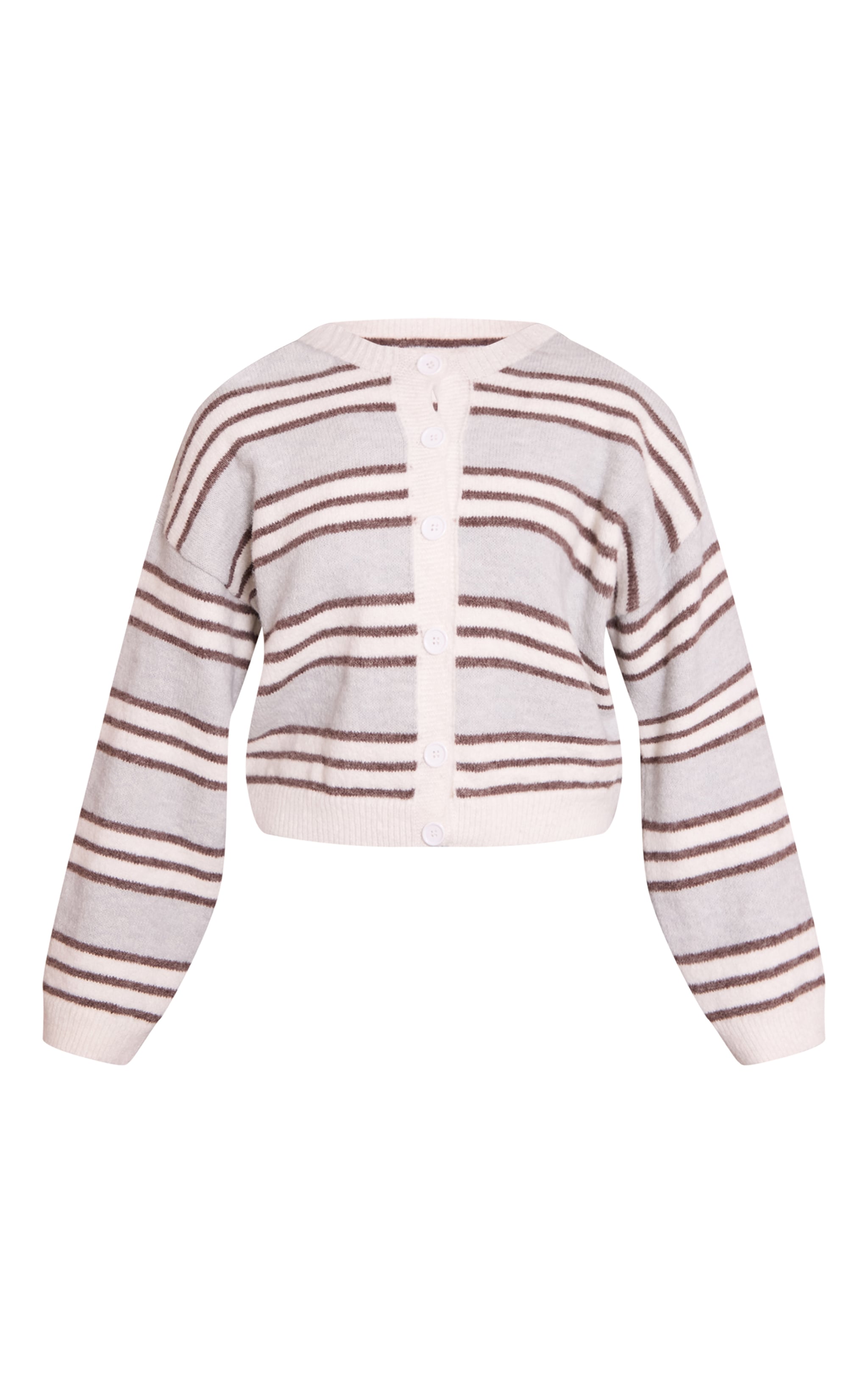 Grey Wool Blend Striped Cardigan image 5