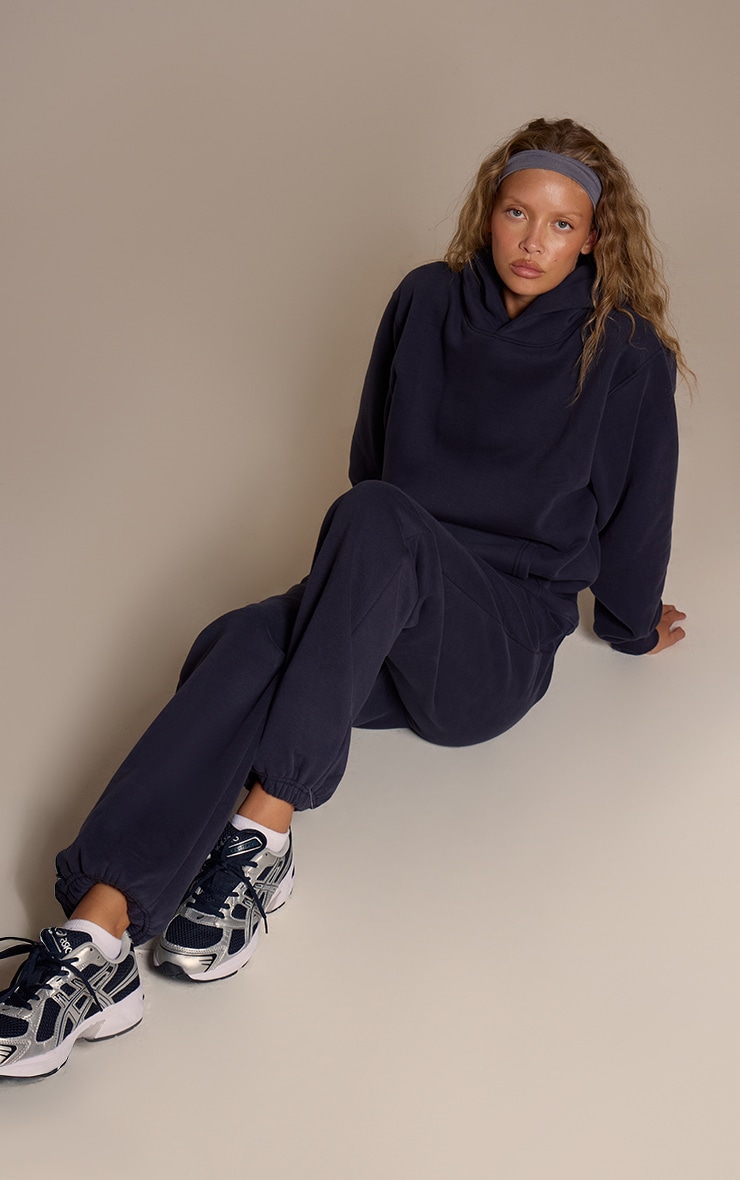 Hoodie pullover en coton polaire bleu marine image 3