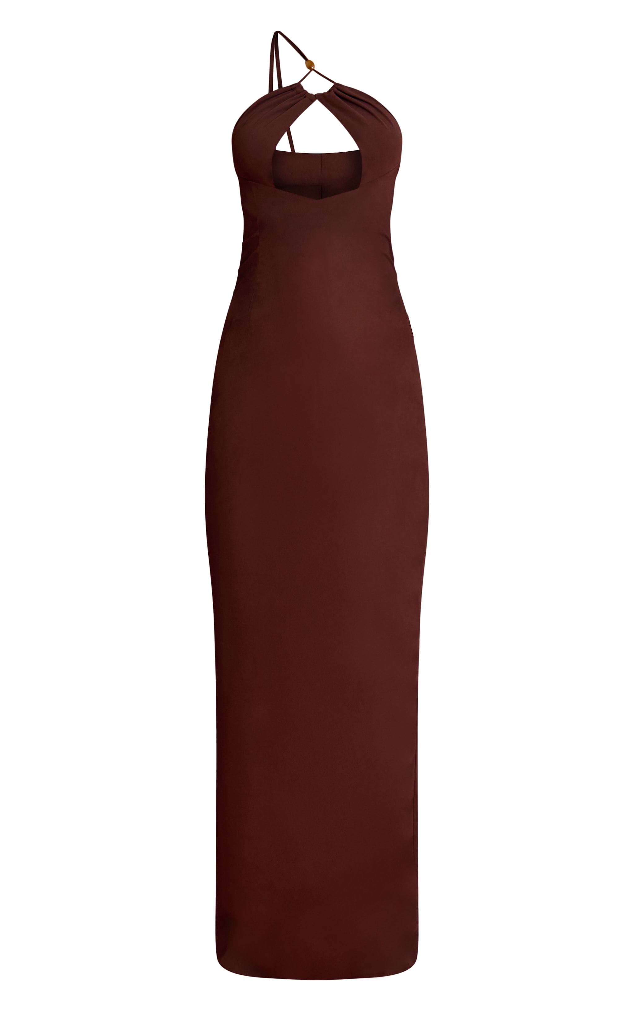 Chocolate Chiffon Bead Trim Cut Out Maxi Beach Dress image 5