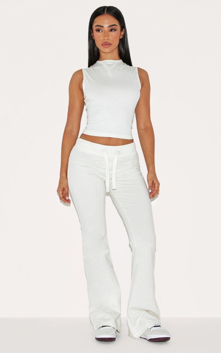 Petite Cream Low Rise Skinny Flare Pants image 2