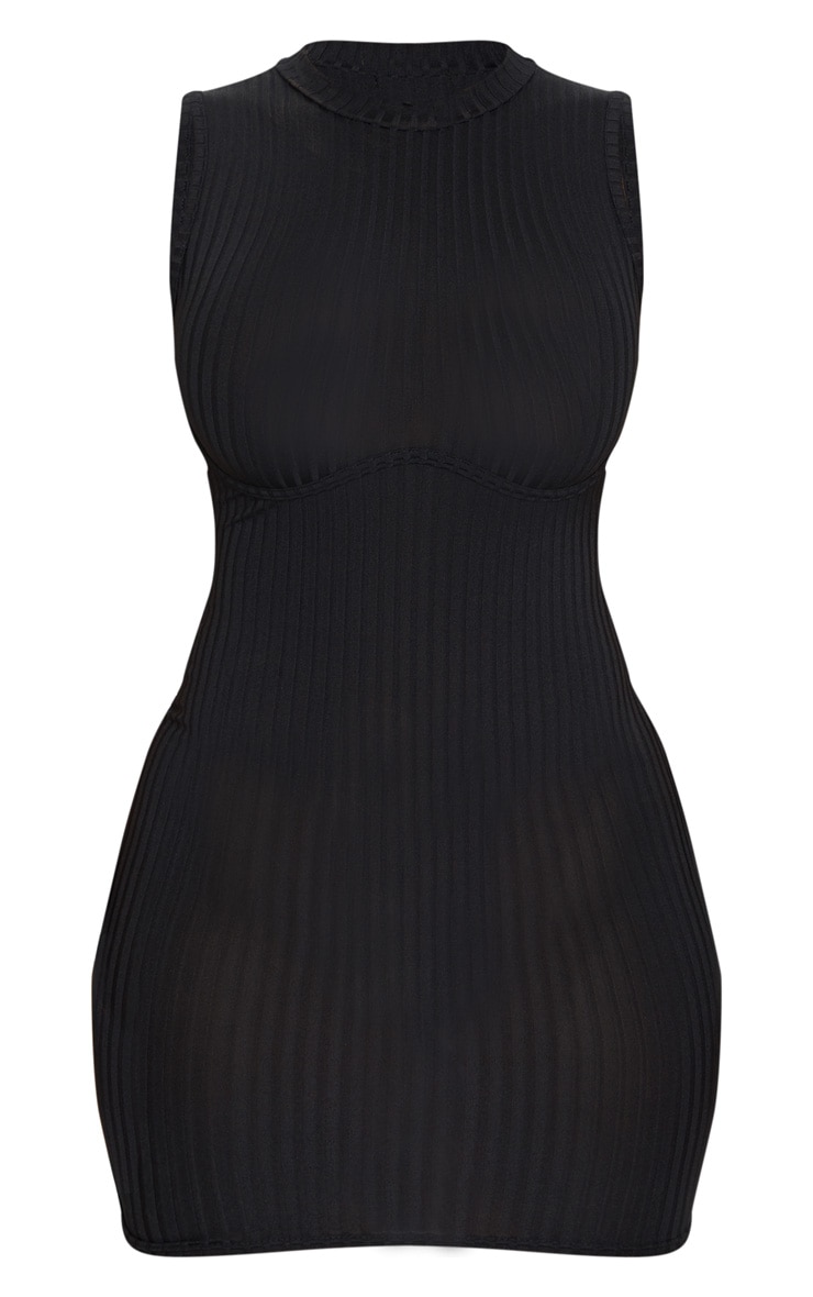 Shape Black Bust Detail Rib Bodycon Dress image 4