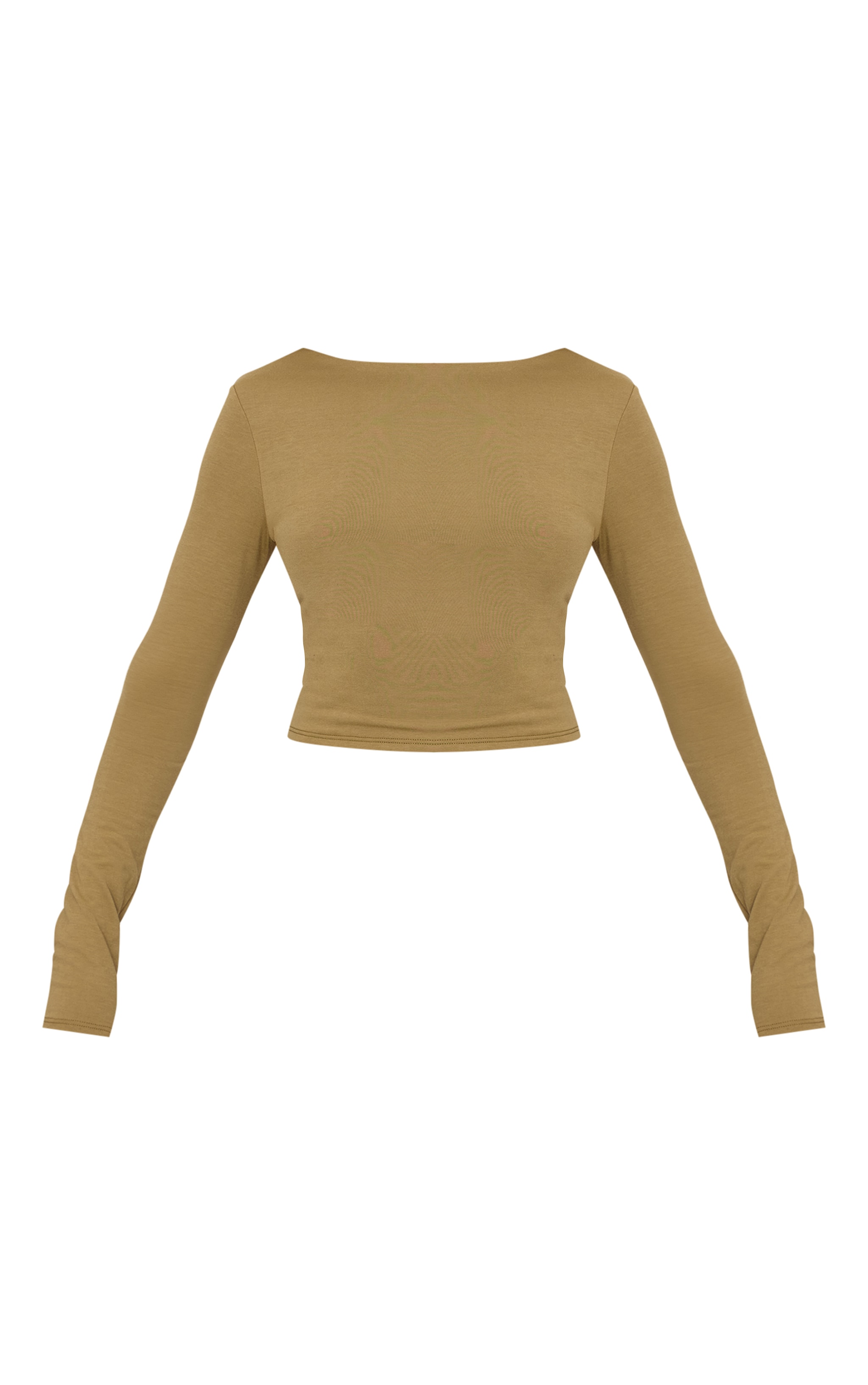 Olive Contour Jersey Buckle Detail Backless Long Sleeve Top image 5