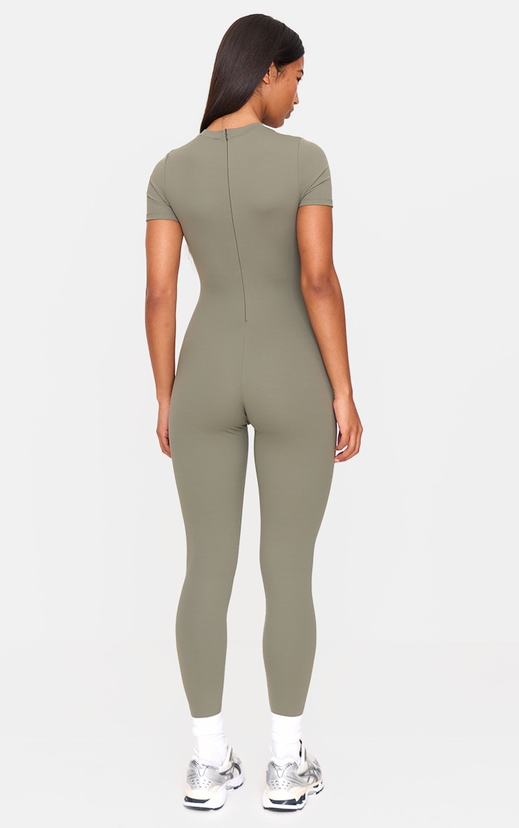 Combishort moulant en Sculpt vert olive à manches courtes image 2